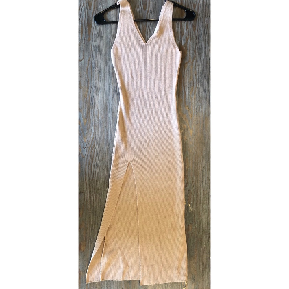 Salmon pink midi dress